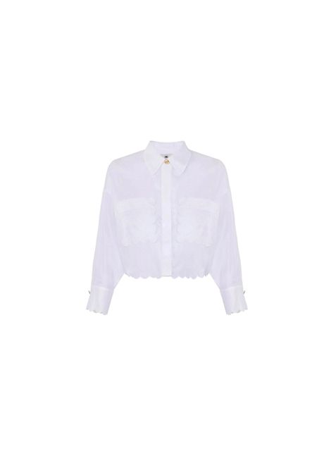 Camicia Elisabetta Franchi donna CA09752E2 100 bianca cotone bottoni gioiello ELISABETTA FRANCHI | Camicie | CA09752E2100